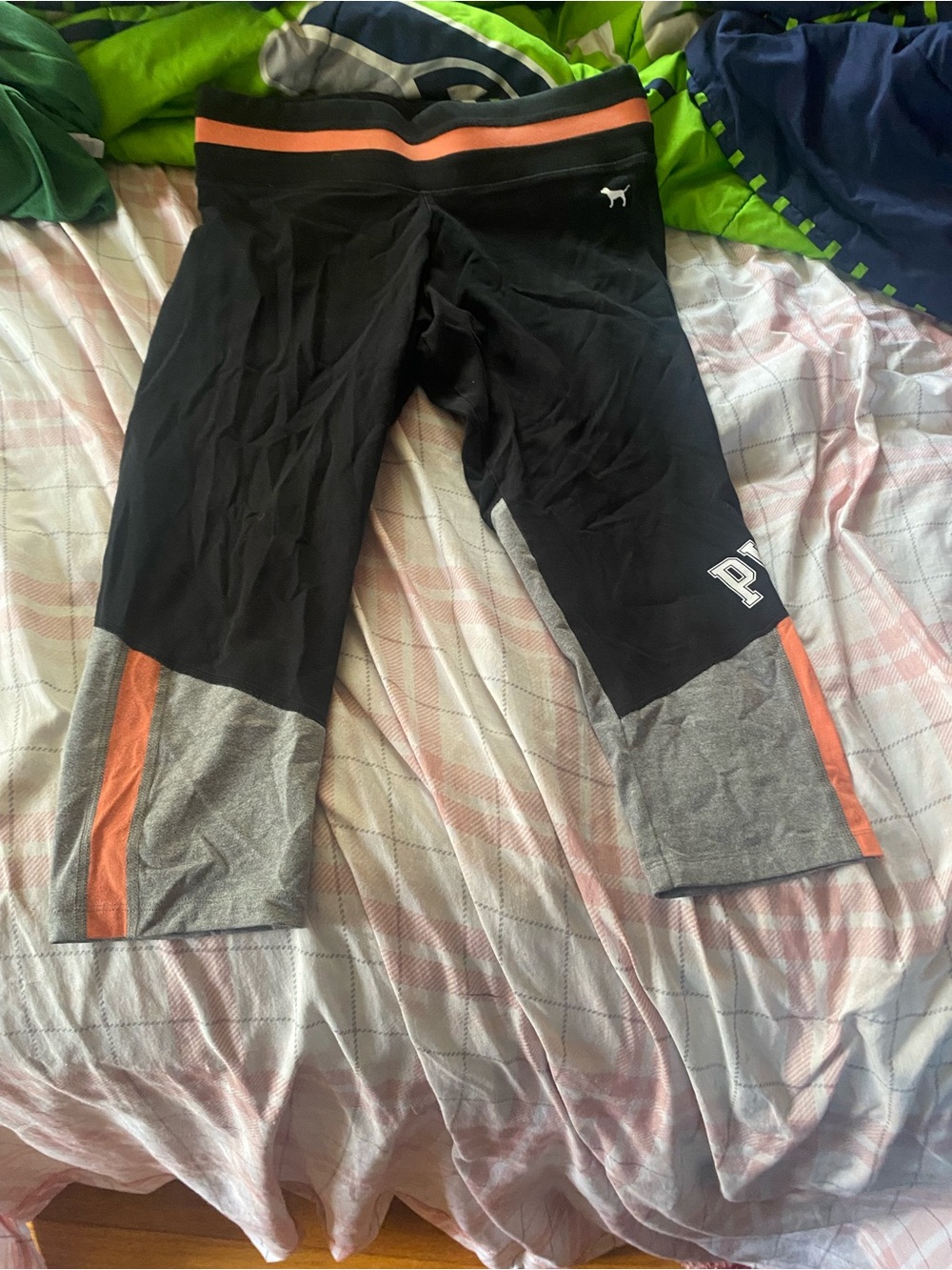 Victoria's Secret Black, Gray & Orange Capris